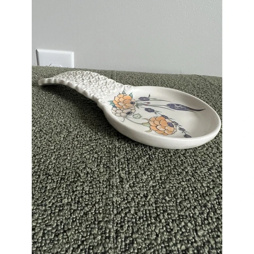 Anthropologie Turkuaz Kitchen Betül Floral Ceramic Spoon Rest Posy Boho Whimsy